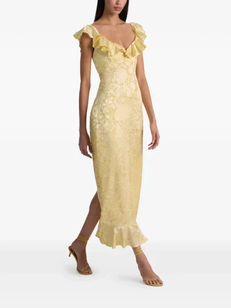 Rochie midi Alice + Olivia cu model floral din jacard galben