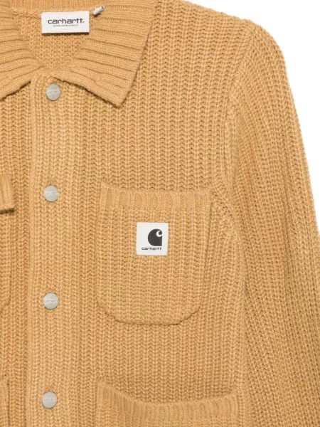 Плетена жилетка Carhartt Wip с автограф кафяво