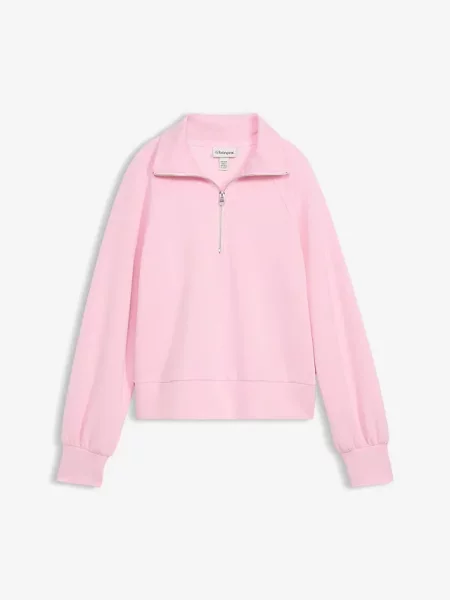 Bluza ze stójką z miękkiego materiału scuba różowa