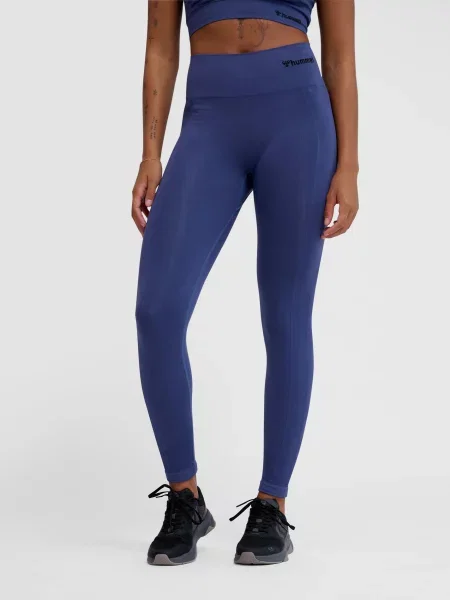 Legginsy bezszwowe z wysoką talią Hummel TIF niebieskie