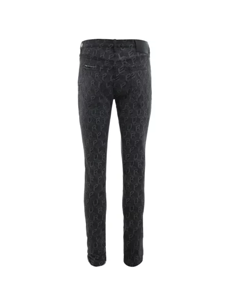 Skinny jeansy skinny Purple Brand z nadrukiem czarne