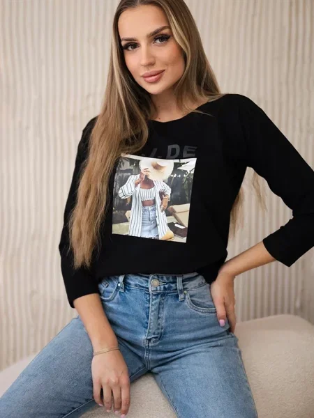 Bluzka Kesi z nadrukiem czarna