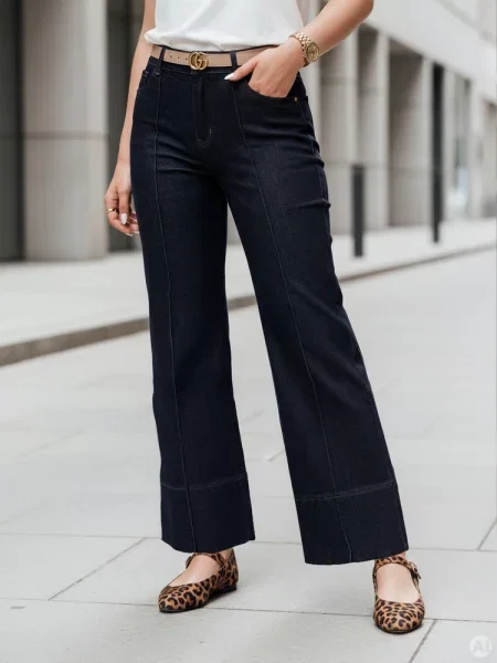 Spodnie jeansowe wide leg CLASSIFIT Dstreet granatowe