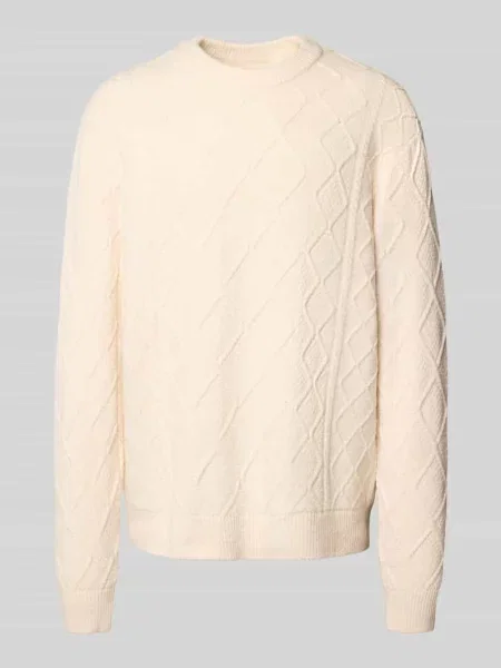 Sweter z dzianiny z okrągłym dekoltem model ‘CAMBRIDGE’ Jack & Jones biały