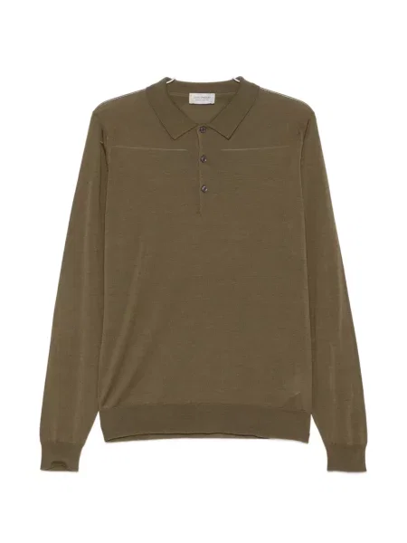 Lung tricou polo John Smedley tricotate verde