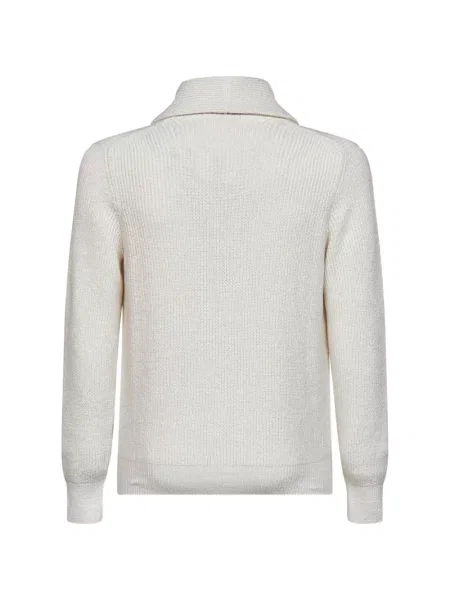 Gulerat cardigan Brunello Cucinelli tricotate alb
