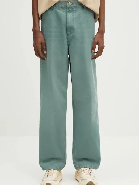 Carhartt WIP pantaloni Single Knee Pant cu fason chinos verde