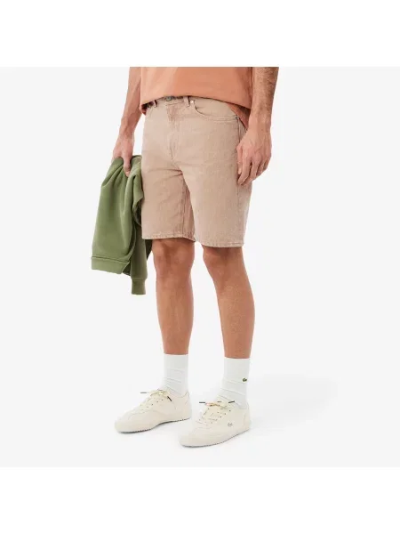 Lacoste Bermudy Z Denimu Z Efektem Sprania różowy
