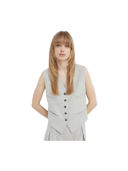 Day Birger et Mikkelsen kamizelka z domieszką wełny Rudy Classic Wool Blend jednorzędowa szary