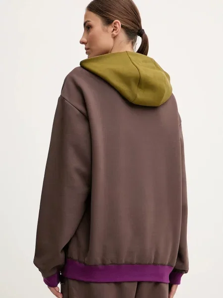 Однотонный свитер Ea7 Emporio Armani с капюшоном коричневый