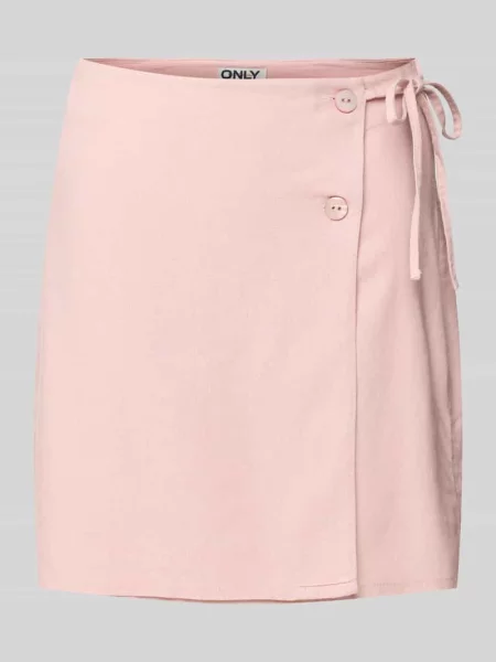 Spódnica kopertowa rozkloszowana o kroju oversized z mieszanki i lnu model ‘CARO’ Only różowa