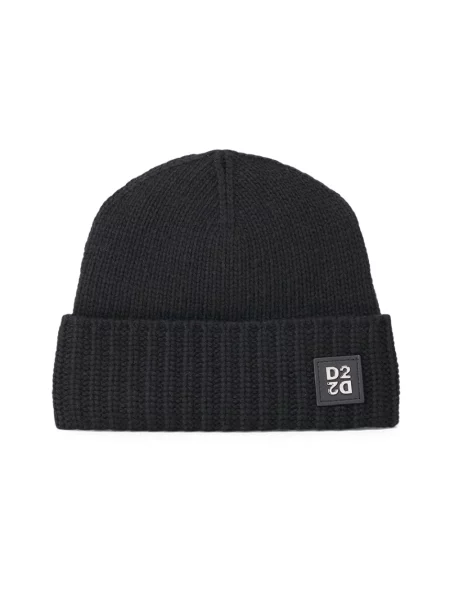 Czapka Dsquared2 wełniana z logo czarna