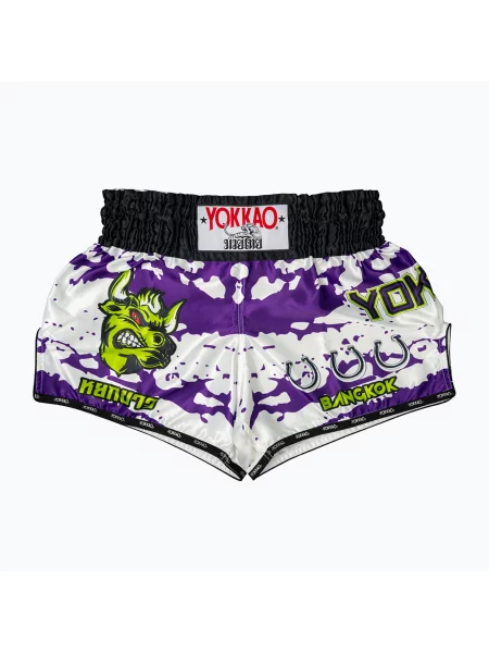Tréninkové šortky YOKKAO Angry Bull Muay Thai white bílé