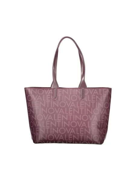Lniana shopperka Valentino Bags czerwona