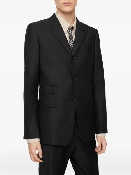 Geacă Burberry de lână cu dungi negru