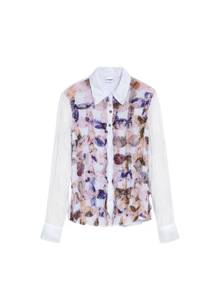 Desigual Bluză indigo / albastru porumbel / mov liliachiu alb