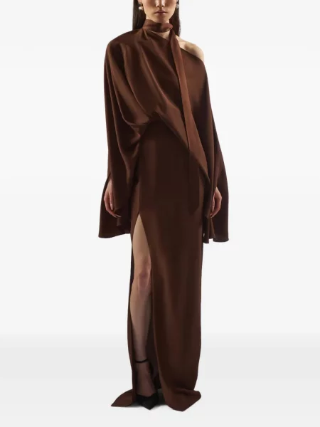 Rochie Taller Marmo asimetrică drapată maro