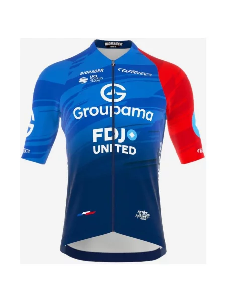 Koszulka rowerowa Groupama-FDJ Icon Classic krótki rękaw niebiesko-czerwona XS czerwona