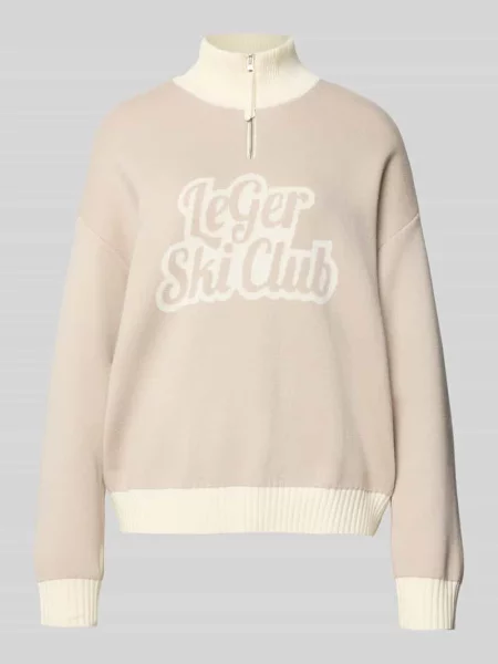 Bluza z kołnierzem o kroju oversized ze stójką model ‘Charis’ Leger By Lena Gercke beżowa