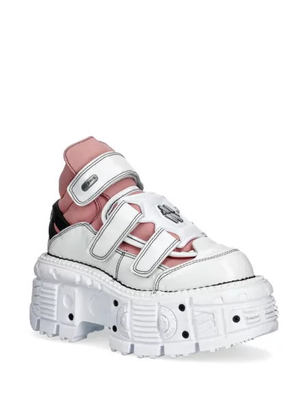 Botine New Rock cu platformă cu bretele alb