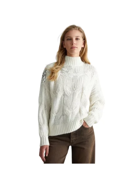 Sweter z golfem Liu Jo wełniany do golfa biały