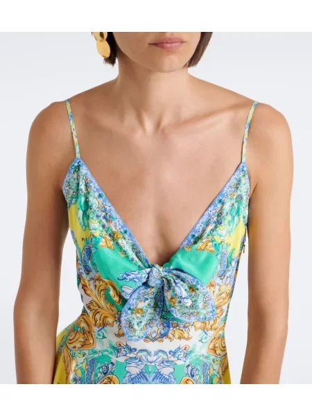 Rochie maxi Camilla de mătase cu imagine