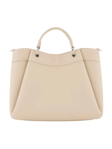 Shopperka Armani Exchange skórzana beżowa