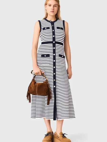 Смугаста сукня Maje біла
