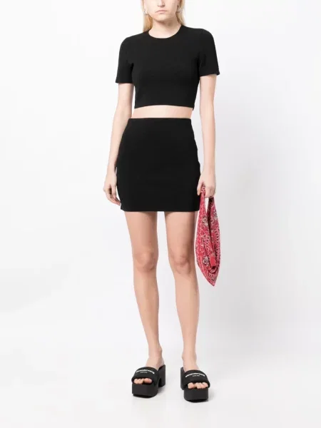 Žakardinis marškinėliai Alexander Wang apkarpytas juoda