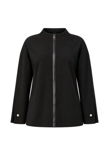 Top Marina Rinaldi cu perle din piele negru