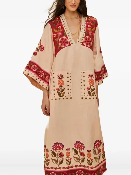 Sukienka maxi Farm Rio w kwiatki z ćwiekami garniturowa