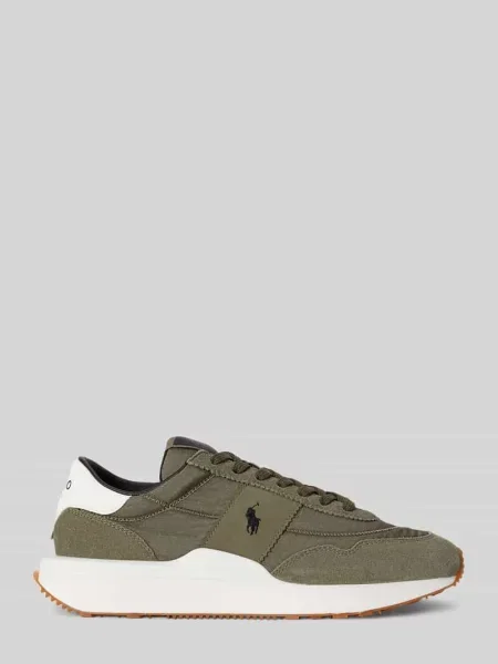 Sneakersy Low z skóra bydlęca nappa z detalami z logo Polo Ralph Lauren oliwkowe