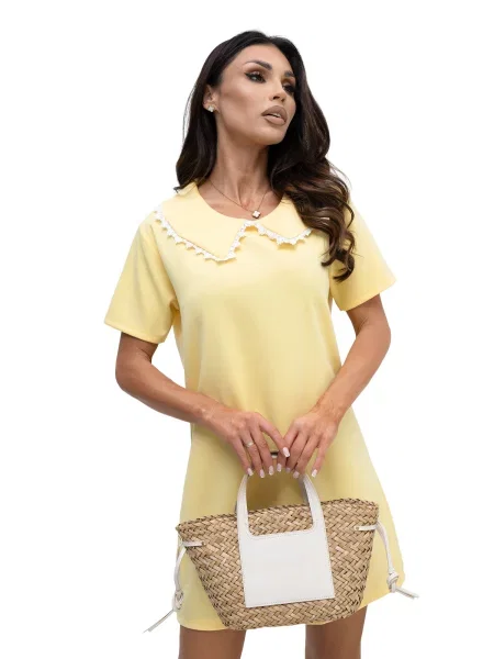 Rochie mini Italy Moda din dantelă alb