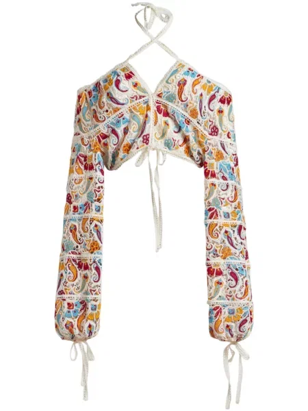 Top Etro cu model paisley alb