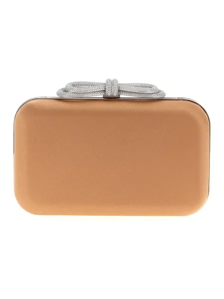 Satynowa kopertówka Mach & Mach z kokardką beżowa