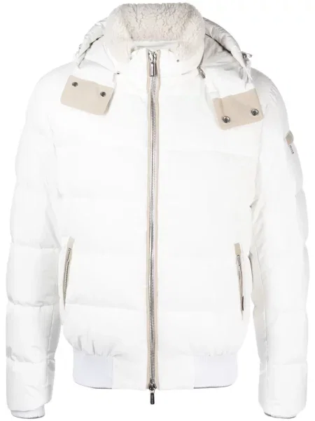 Geacă Moorer cu glugă alb