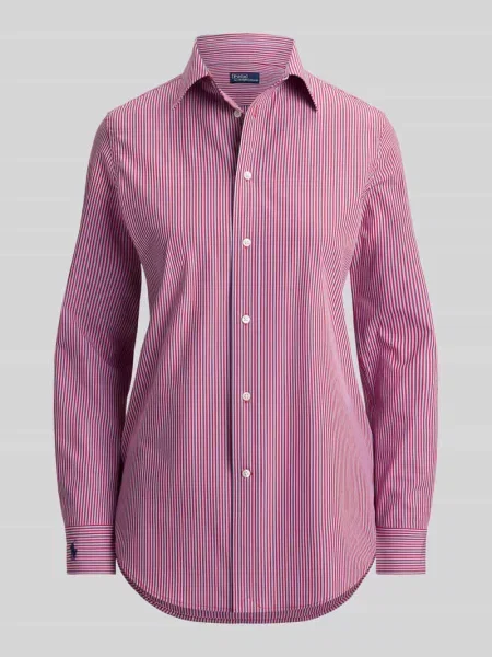 Bluzka koszulowa o kroju slim fit z mieszanki bawełny Polo Ralph Lauren czerwona