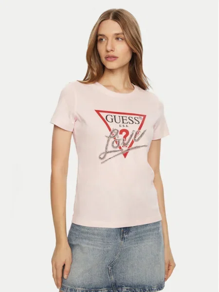 Guess Tricou Roz negru
