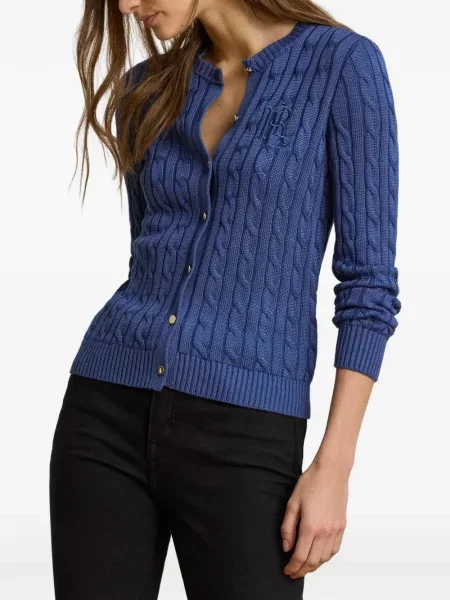 Плетена жилетка Lauren Ralph Lauren бродирана синьо