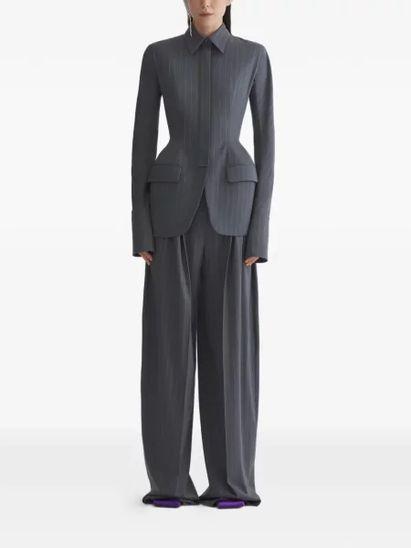 Pantaloni Mugler cu dungi gri