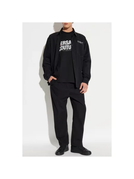Koszulka Versace Jeans Couture z nadrukiem czarna