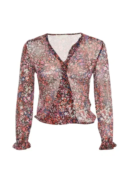 Lung top Maje cu model floral cu imagine negru