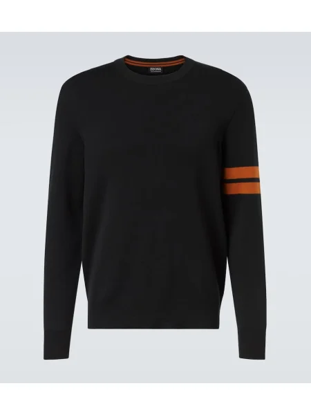 Pulover Zegna de lână cu dungi negru