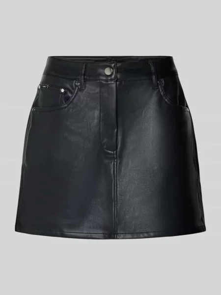 Spódnica mini z materiału skóropodobnego Calvin Klein Jeans czarna