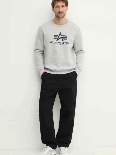 ALPHA INDUSTRIES Sweater majica svijetlosiva crna