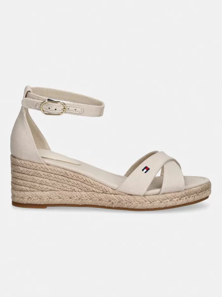 Tommy Hilfiger sandale wedges MID WEDGE ESPAD X CROSS bej