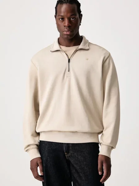G-Star hanorac pentru bărbați din Unit washed half zip bej