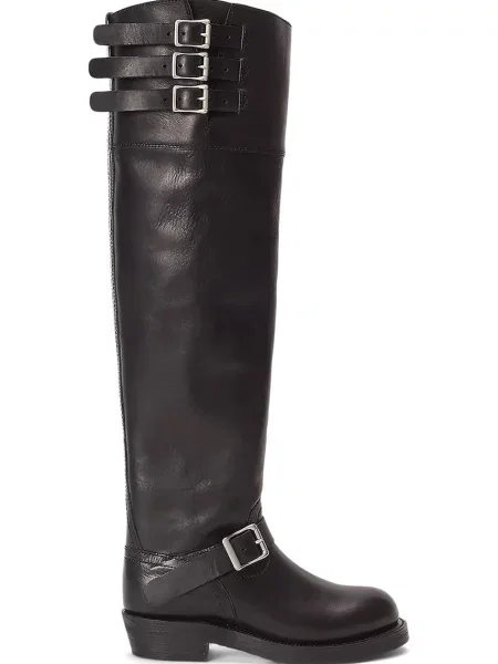 Kožené čižmy Polo Ralph Lauren Biker Boot čierna