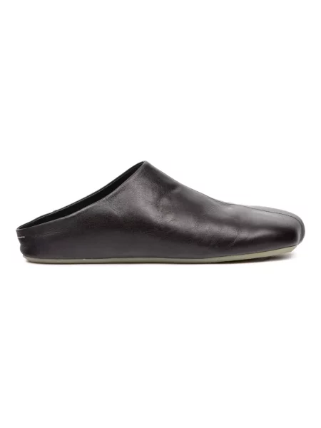 Klapki Mm6 Maison Margiela skórzane czarne