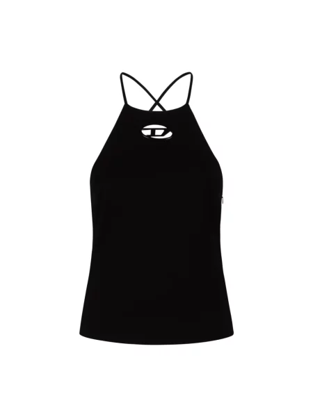 Top Diesel wełniany z dekoltem halter czarny